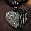 Winged Heart Stone Inlays Pendant with chain Xsl WWP-7740 with spinel