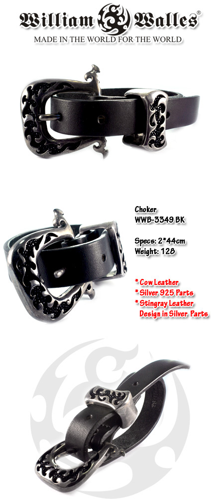 Leather Chokerレザーブレスレット WWB-3349 BK
